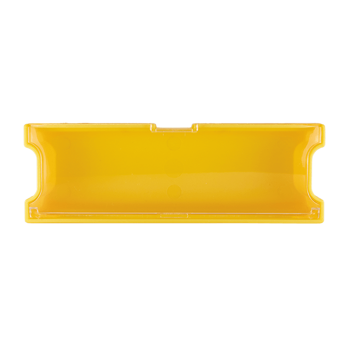 Plano EDGE Hook Retainer in bright yellow plastic designed to securely hold fishing hooks inside tackle boxes for safe storage and easy access.