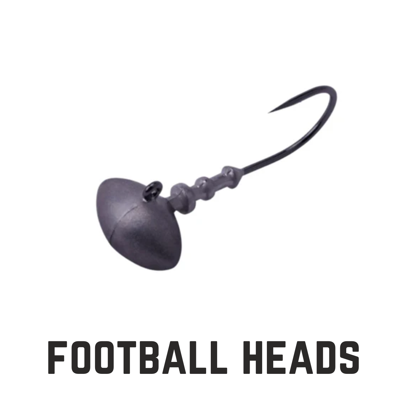 lead head jig with hook with text overlay football heads