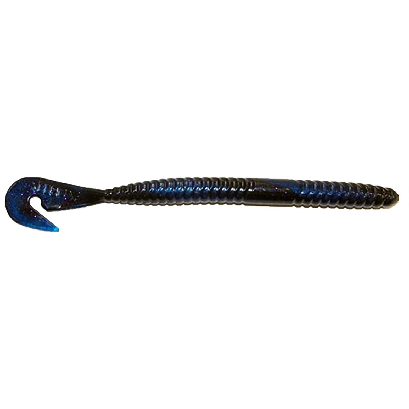 Gambler Lures Burner Worm soft plastic fishing lure in dark blue and black with ribbed body and curled paddle tail designed for effective fishing tackle use.