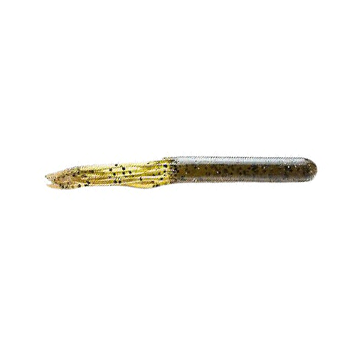 Z-Man EZ Tube fishing lure in translucent green and brown with black speckles, designed for musky and ice fishing tackle.