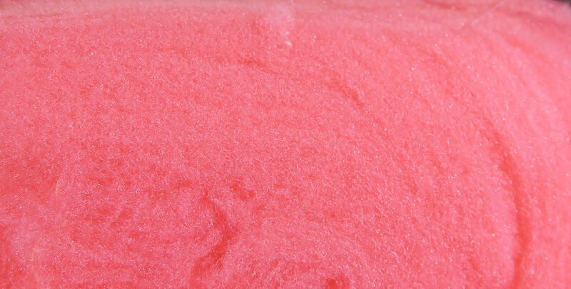 Close-up of bright pink Hareline McFly Foam material with a soft, textured surface used for crafting fishing lures in musky and fly fishing tackle.