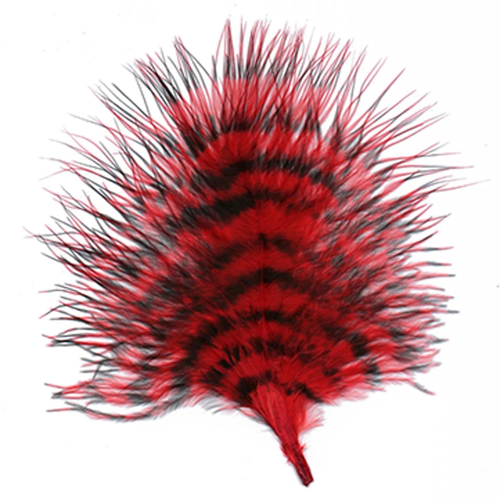 Marabou Brothers Barred Marabou Large red and black barred feather for tying custom fishing lures and musky fishing tackle
