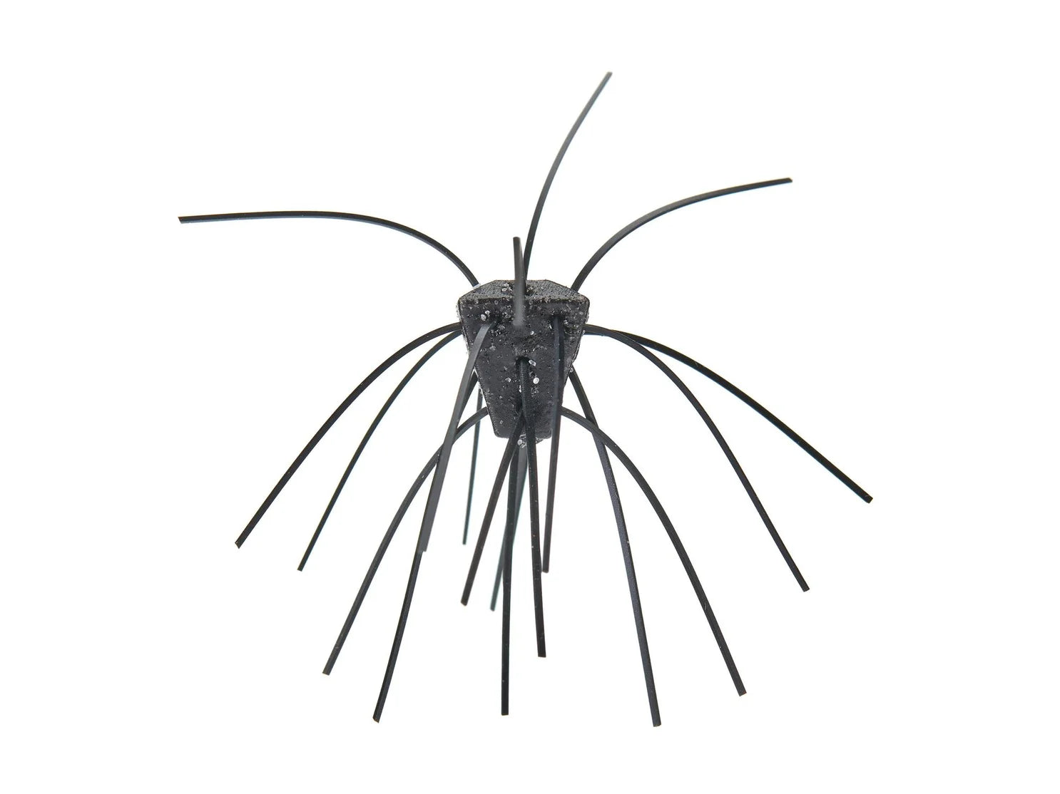 Xzone Stealth Finesse Series GBO Salted Dice fishing lure featuring multiple flexible black rubber strands extending from a central weighted body for realistic movement in water.