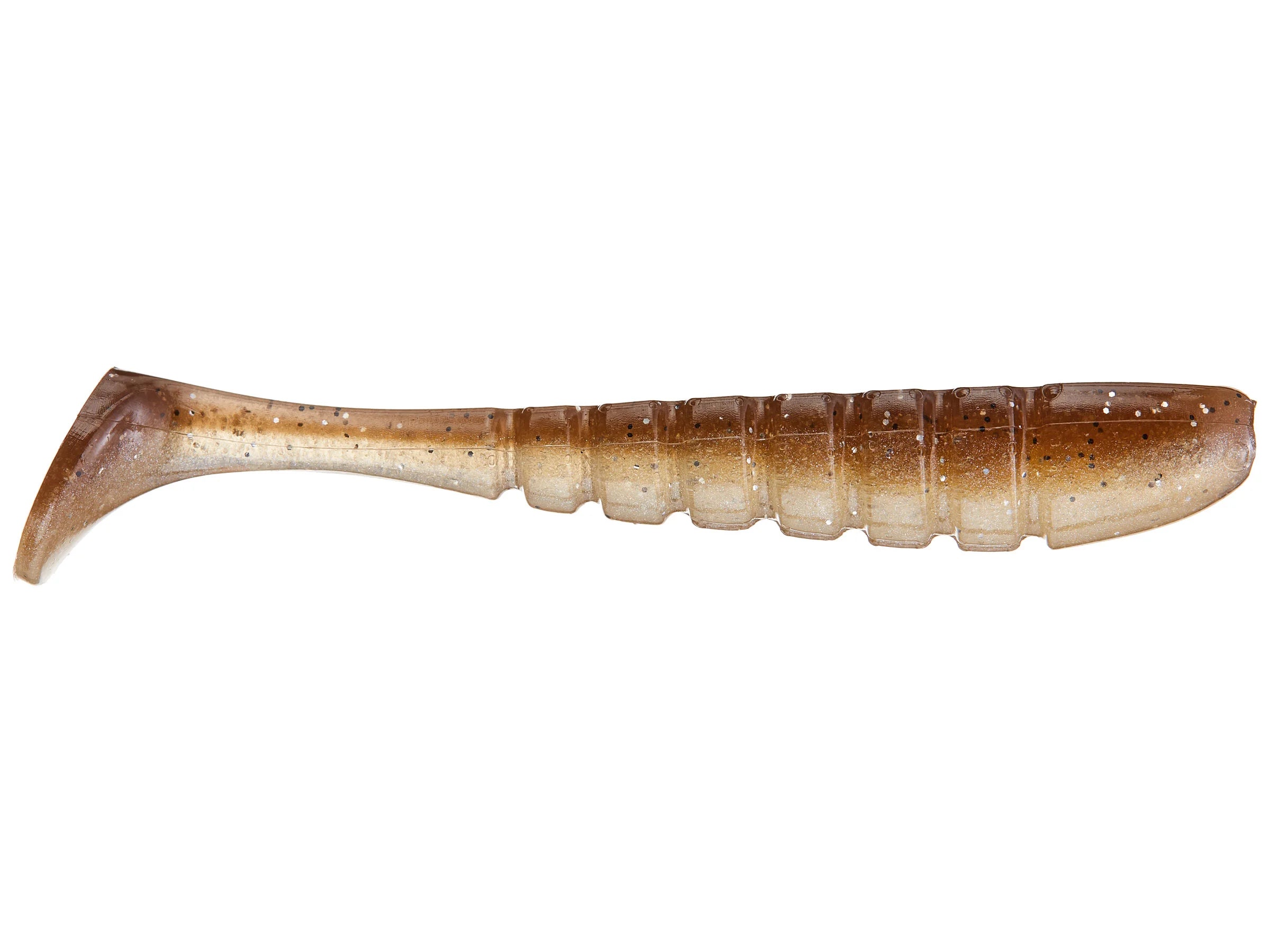 X-Zone Pro Series Swammer fishing lure in brown and gold tones with segmented body and paddle tail designed for lifelike movement in fishing tackle.