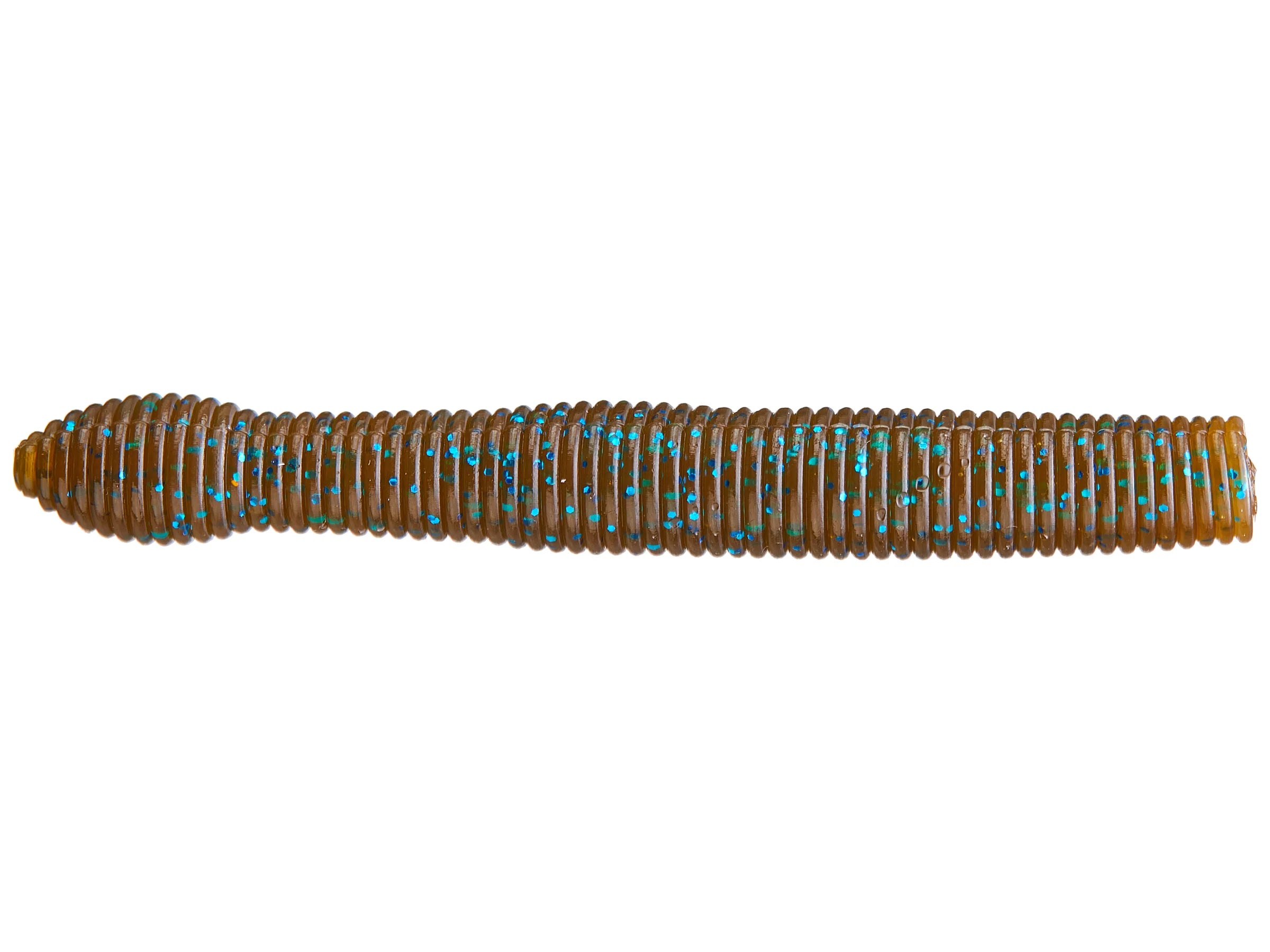 X-Zone Ned Zone soft plastic fishing lure in brown with blue flecks, designed to mimic bait for freshwater fishing tackle use.