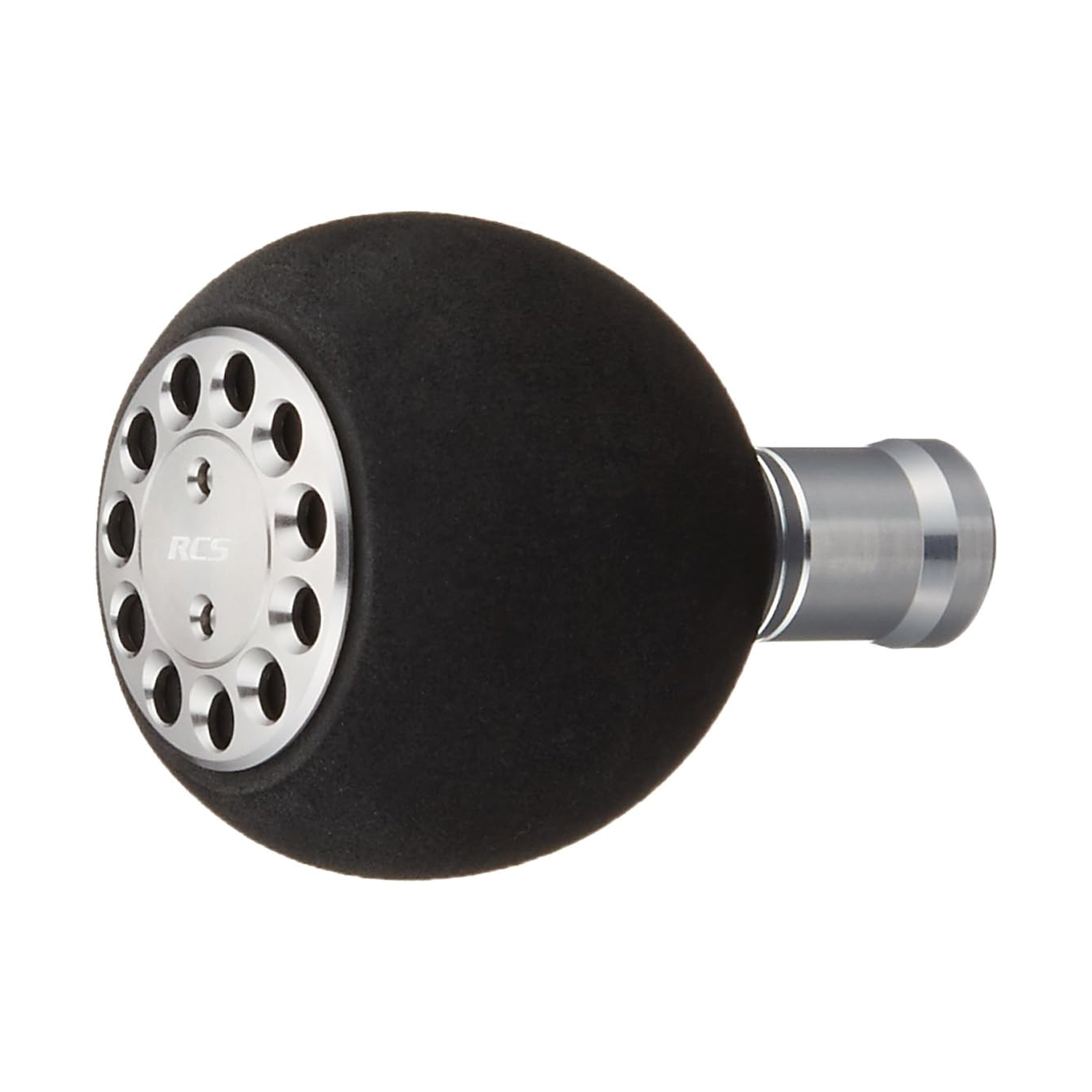 Daiwa SLP Works Power Light Knobs with a round ergonomic black handle and a silver metallic mounting base designed for fishing rods and reels.