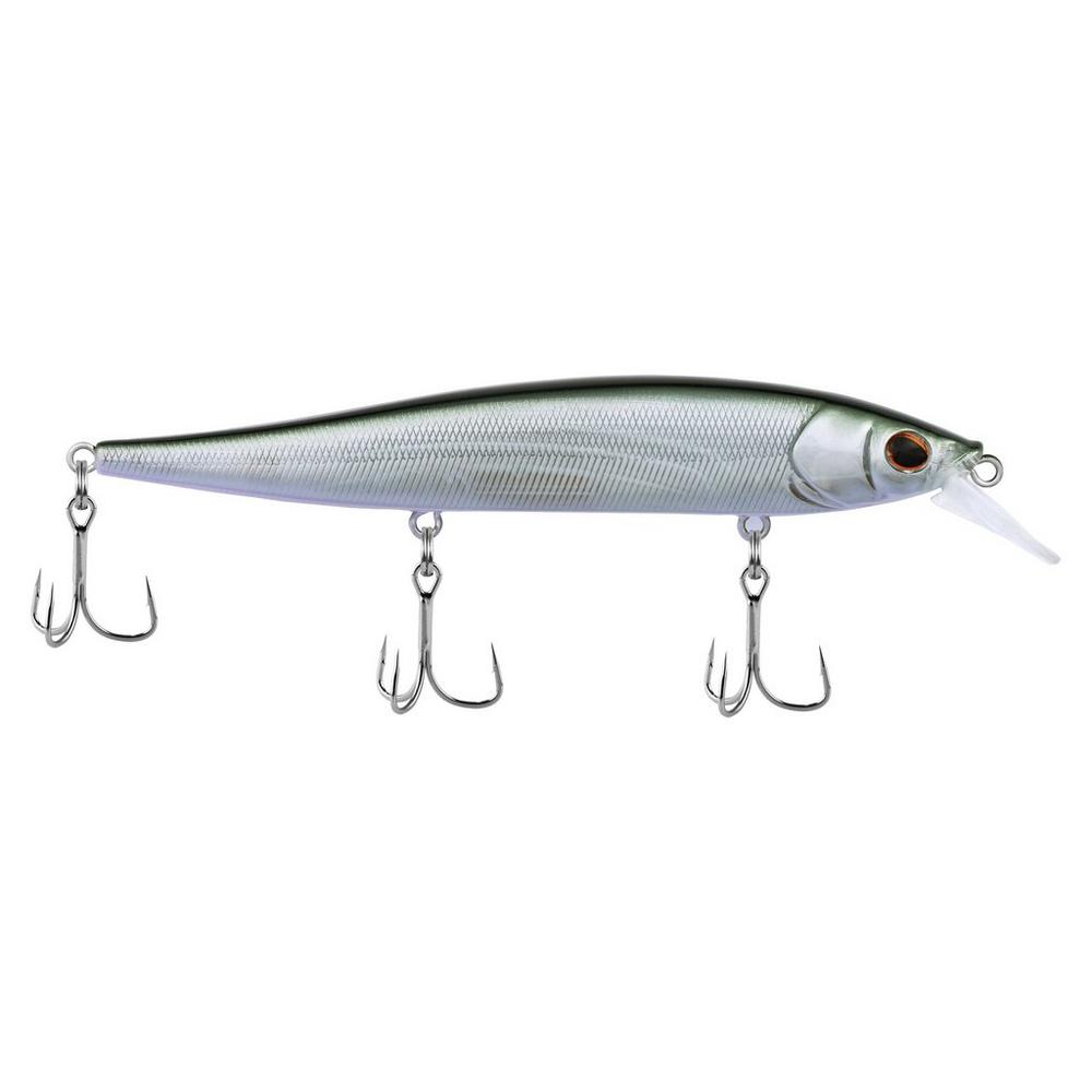 Berkley Stunna 112 Jerkbait fishing lure featuring a sleek silver body with three sharp treble hooks designed for effective freshwater and musky fishing tackle.