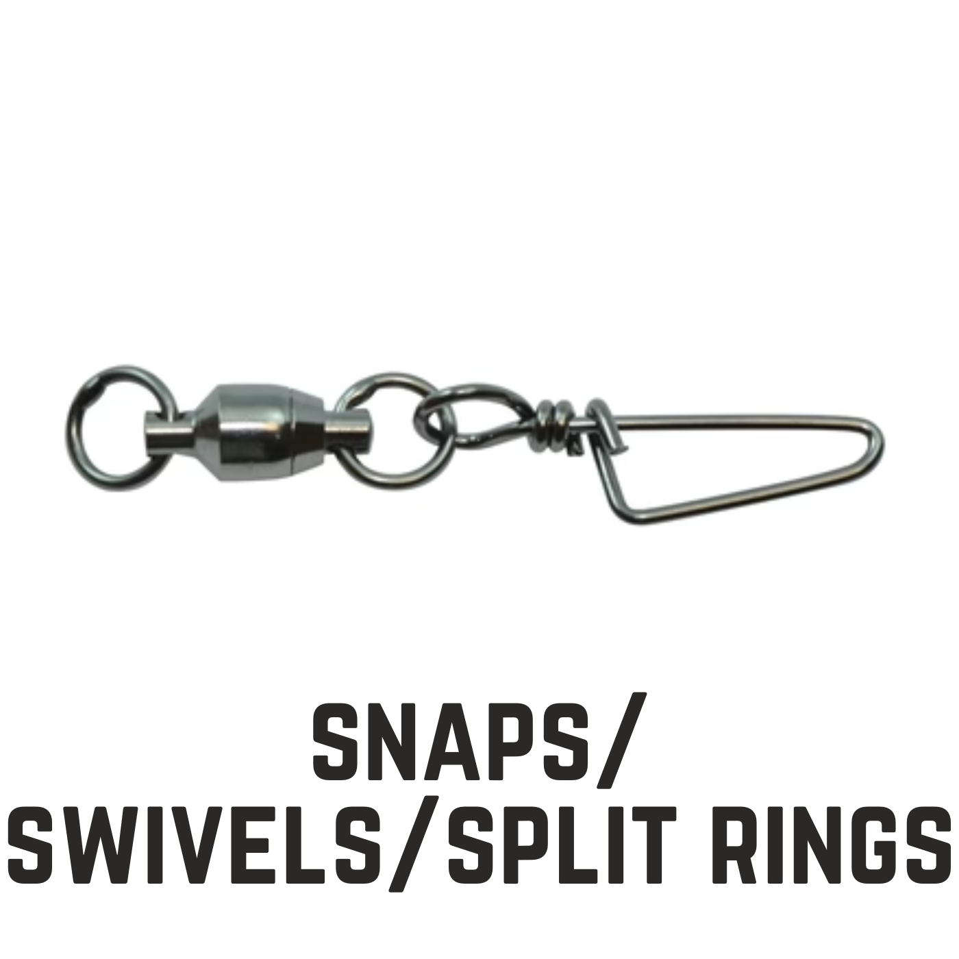 metal snap and swivel with text overlay snaps/swivels/split rings