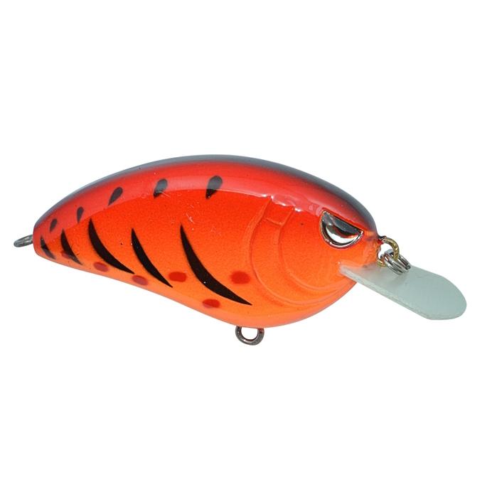SPRO Little John 50 Crankbait fishing lure in bright orange with black stripes, designed for freshwater fishing and effective as part of fishing tackle and rods collection.