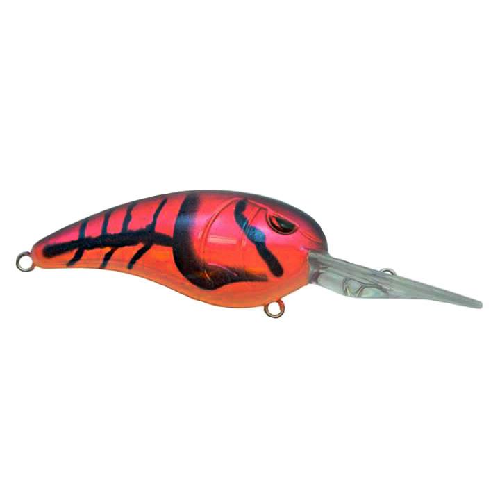 SPRO RkCrawler 55 Crankbait in electric red craw color, featuring a detailed fish-like body and long clear diving lip for fishing tackle enthusiasts.