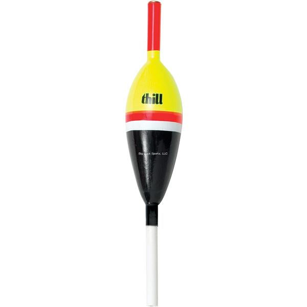 Thill Pro Series Float with bright red, yellow, black, and white color bands, designed for enhanced visibility in fishing tackle and accessories.