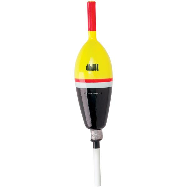 Thill Pro Series Weighted Float fishing bobber in yellow, red, black, and white with a cylindrical shape designed for precise fishing tackle control.