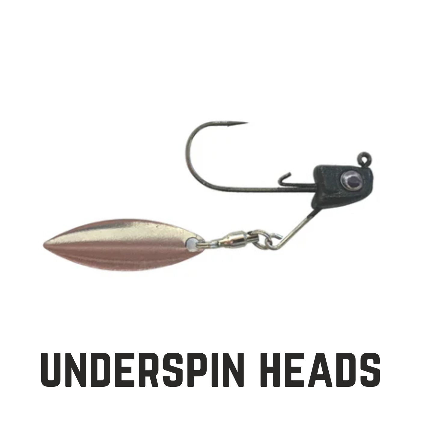 black lead head with eyes and spin blade with tex overlay underspin heads
