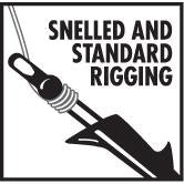 Close-up of a VMC Flippin Hook attached to fishing line illustrating the difference between snelled and standard rigging methods for fishing tackle.