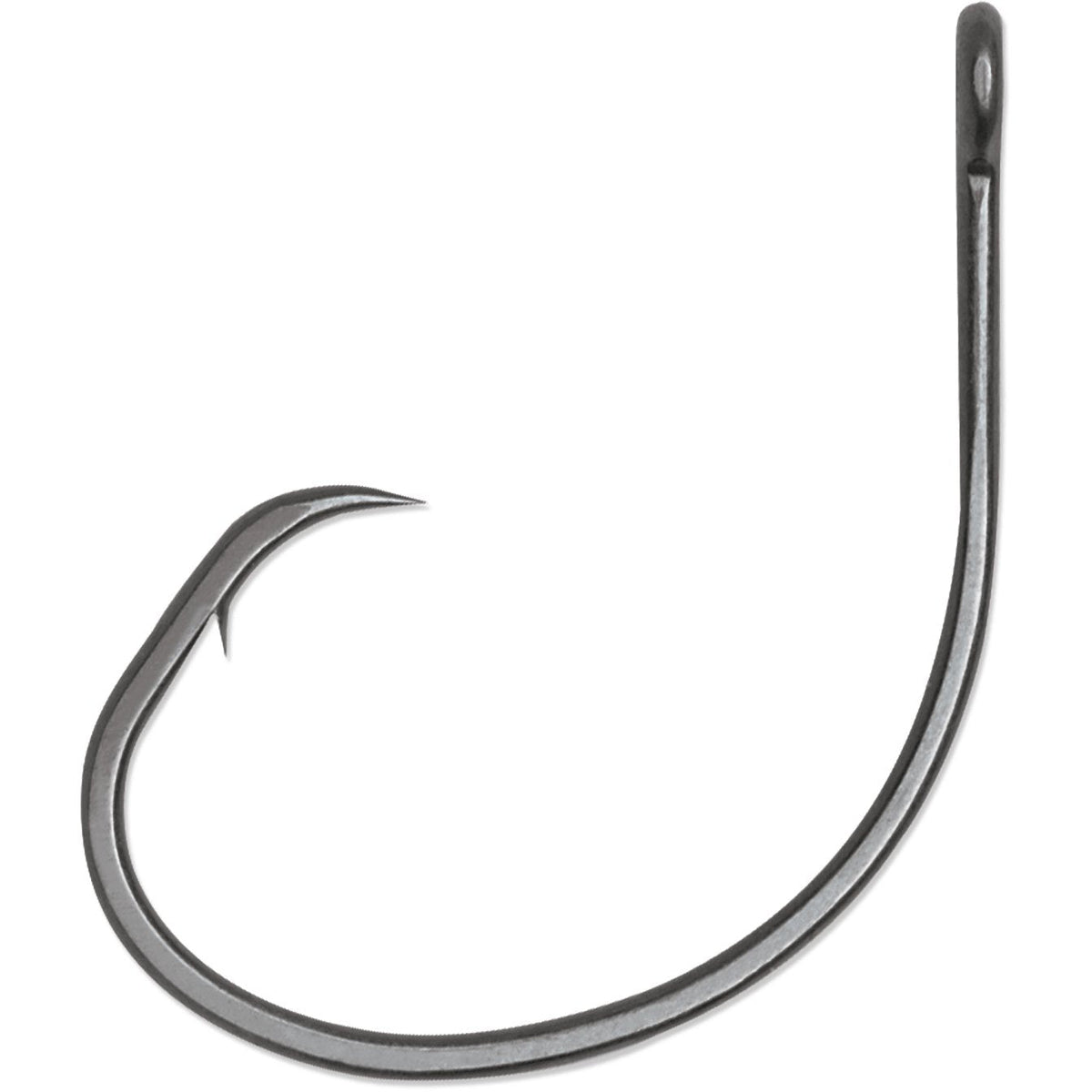 VMC Tournament Circle Hook shown in close-up, featuring a sharp pointed tip, curved shank, and eyelet for tying fishing tackle.