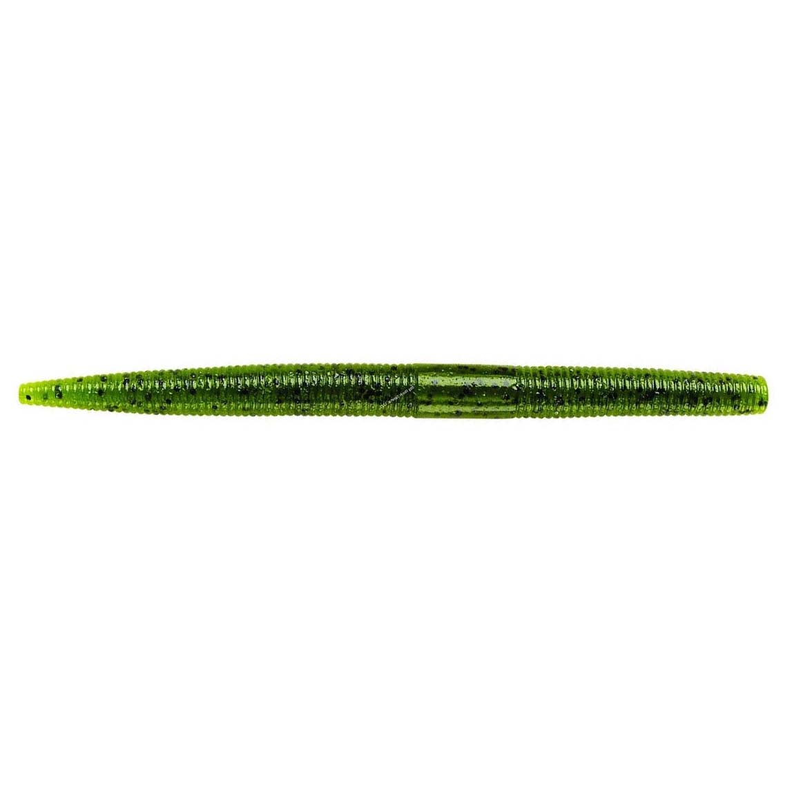 Green and black segmented fishing lure designed as a soft plastic worm, representing the Yum Dinger Worm 5" ideal for fishing tackle and anglers.