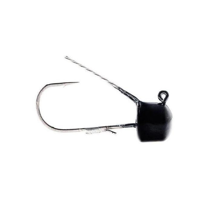 Z-Man Finesse ShroomZ Weedless fishing lure with a black weighted jig head and a sharp hook designed for weedless fishing and finesse angling techniques.