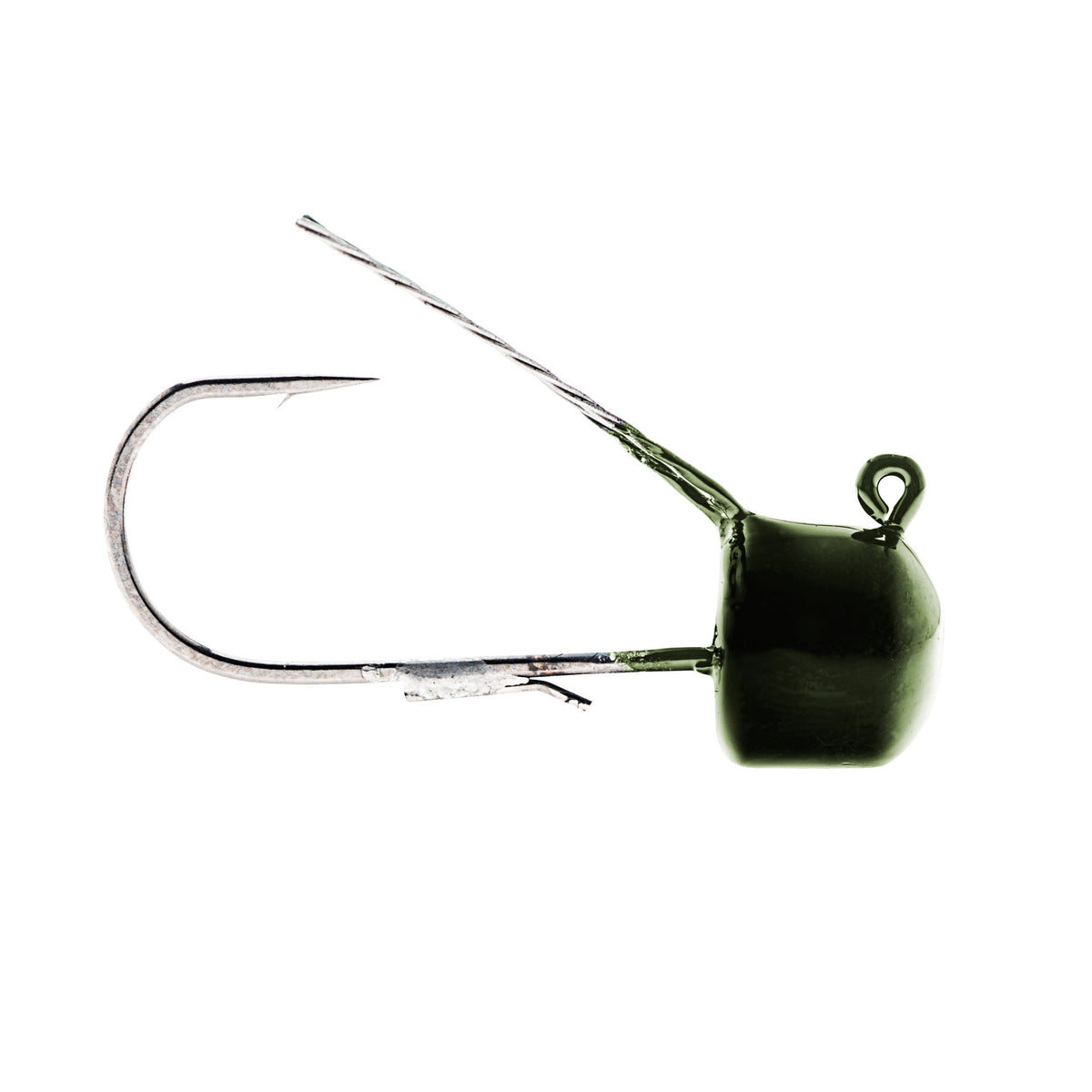 Z-Man Finesse ShroomZ Weedless fishing lure in green pumpkin color, featuring a weedless jig head with a sharp hook and a thin weed guard for freshwater fishing tackle.