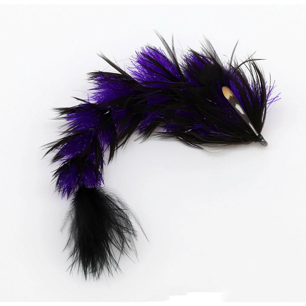 Chocklett's Feather Game Changer fishing lure with vibrant purple and black feathers designed for musky fishing tackle.