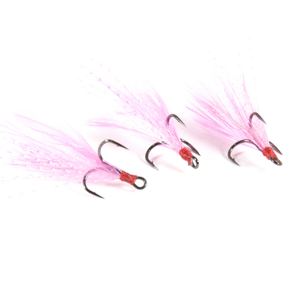 Clam Gaff Feathered Treble Hooks #10 / Pink