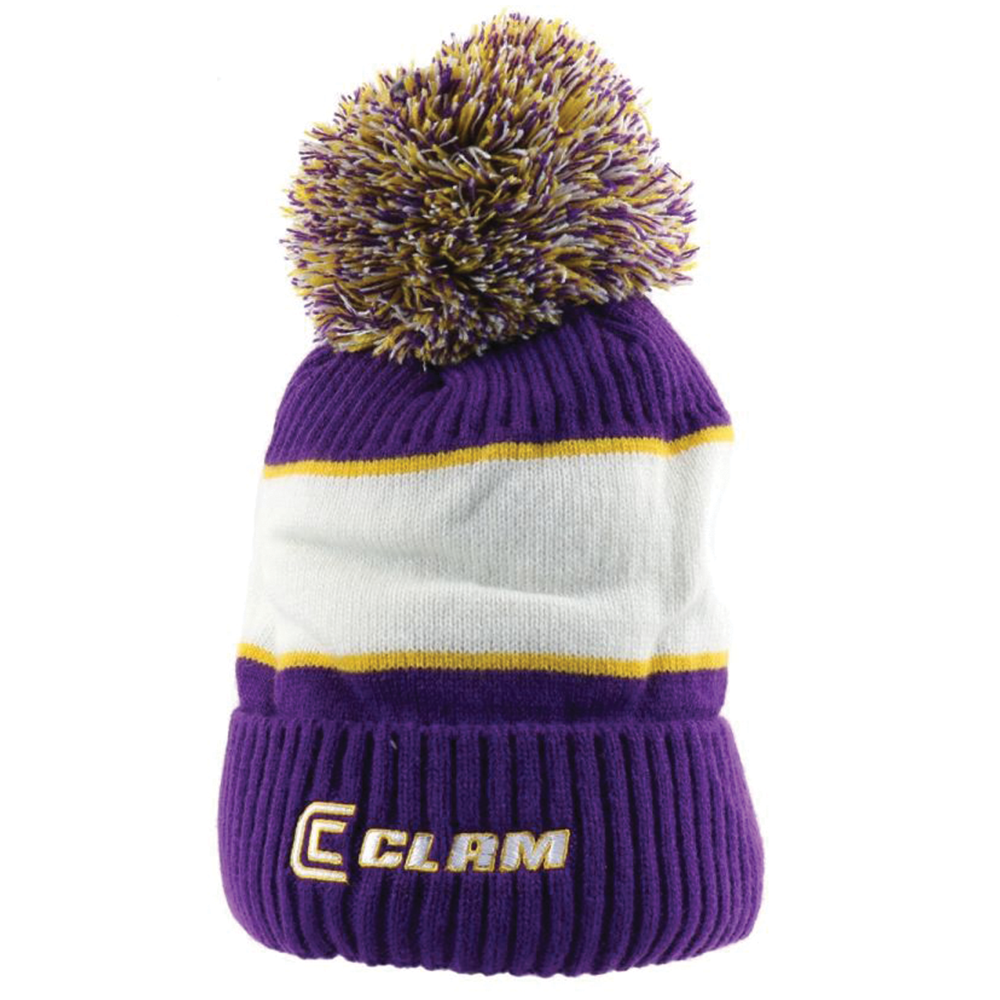Clam Gold Purple Pom Hat