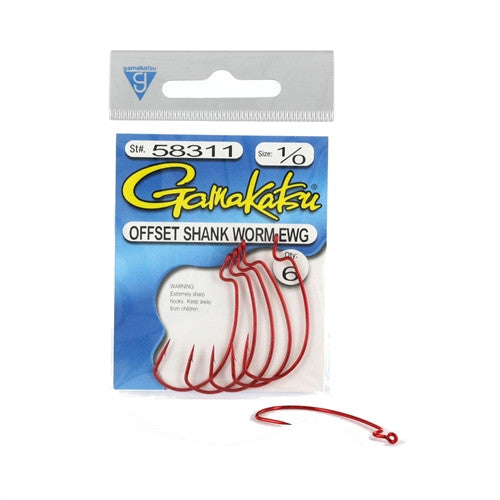 Gamakatsu Worm Hook EWG Superline - Red 3/0