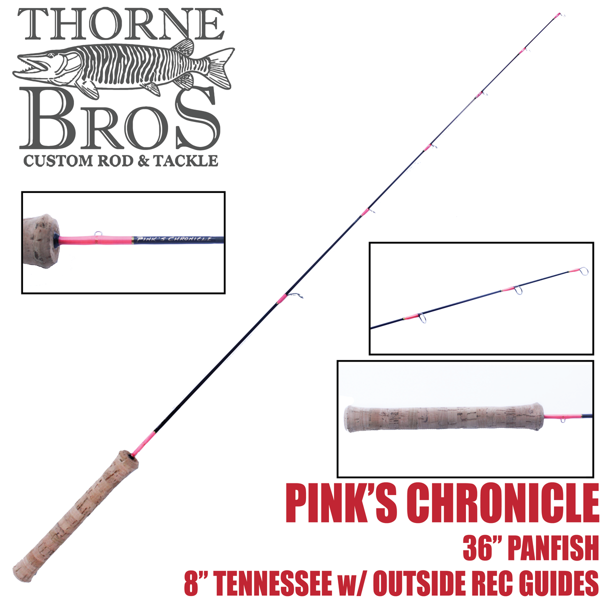 Thorne Brothers Custom Ice Rod - Crappie Chronicles "Pink's Chronicle"